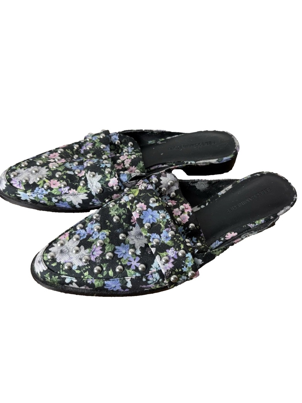 Rebecca Minkoff Mule Loafers Women's Size 8.5 Floral Studded Point Toe Slip On